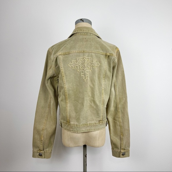 Sledge Jean Jacket Olive Green Distressed Vintage Y2K - Picture 5 of 8